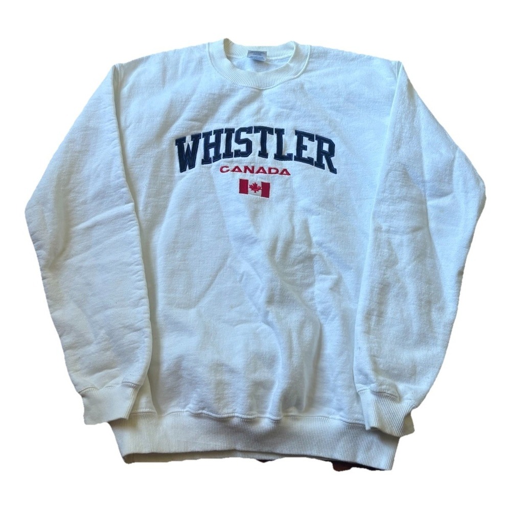 Whistler Canada BC Crewneck White Logo Men's Size Small Vintage